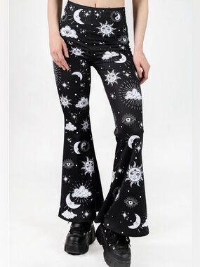 NEW DEVIL WALKING MIDNIGHT SKY HIGH WAISTED BELL BOTTOMS PANTS